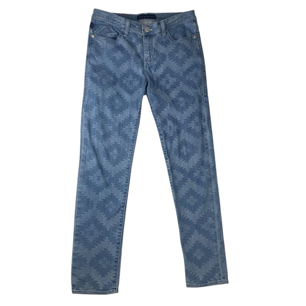 Rock & Republic size 12 large skinny Aztec western Blue Patterned Jeans denim